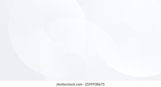 Modern white background with white circle lines. Digital future technology concept abstract