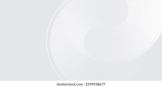 Modern white background with white circle lines digital future simple abstract modern