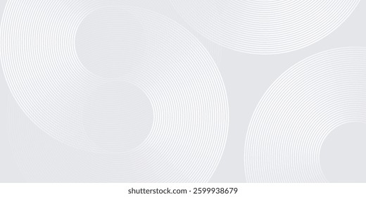 Modern white background with white circle lines digital future simple