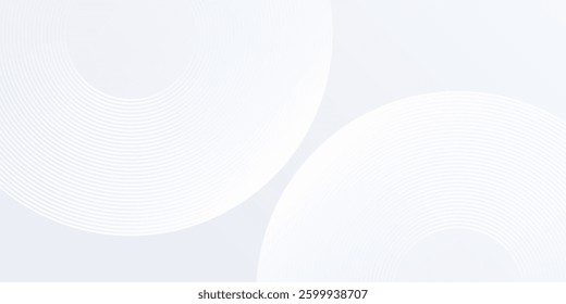 Modern white background with white circle lines. Digital future technology concept abstract simple art