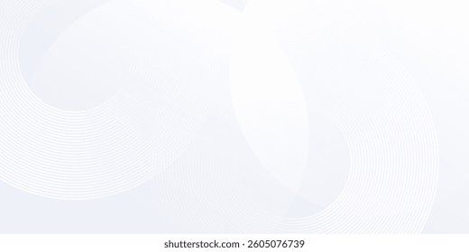 Modern white background with white circle lines. Digital future technology concept abstract