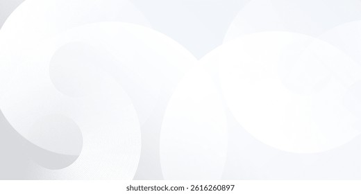 Modern white background with white circle lines. Digital future technology concept illustration abstract