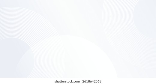 Fundo branco moderno com linhas de círculo branco. Resumo da tecnologia do futuro digital