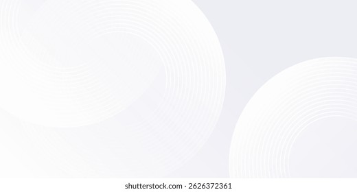 Modern white background with white circle lines. Digital future technology concept background
