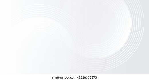 Fondo blanco moderno con líneas de círculo blanco futuro digital moderno