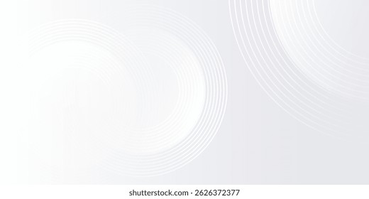 Modern white background with white circle lines digital future modern simple