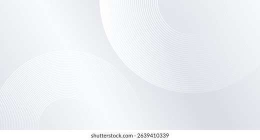 Modern white background with white circle lines. Digital future technology simple
