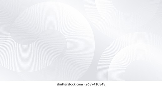 Modern white background with white circle lines. Digital future technology simple abstract modern