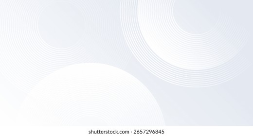 Fundo branco moderno com linhas de círculo branco. Resumo do futuro digital