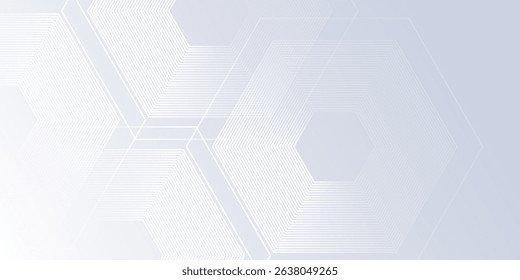 Modern white background with gradient color and artistic dynamic hexagon decoration abstract