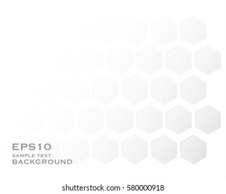 Modern white background with hexagon texture, black and white color tone, vector illustration