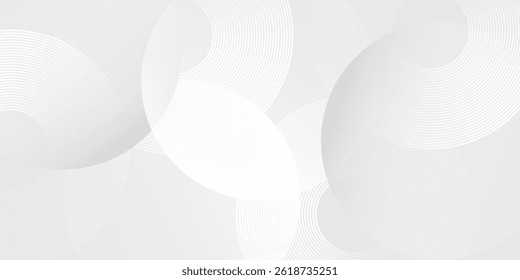 Modern white background overlap layer on bright space with lines effect decoration. Modern graphic design element circles style concept vector abstract modern art