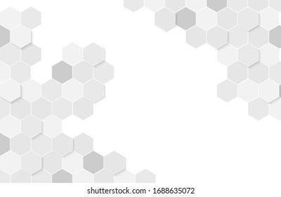 Modern white background textured with abstract hexagon pattern