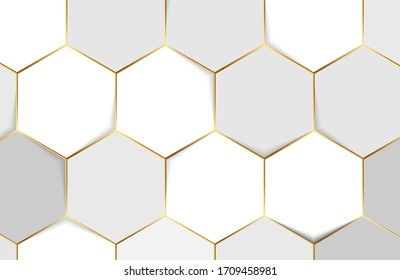 Modern white background textured with abstract hexagon pattern