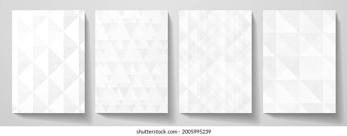 Modern white blank background design set. Abstract creative geometric pattern (digital geometric texture) in monochrome. Graphic vector background for notebook, business page template, presentation