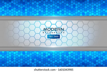 Modern white and blue tech abstract background with shinny lines effect. Background design template