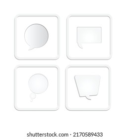 modern white box bubble chat button,vector  symbol template 