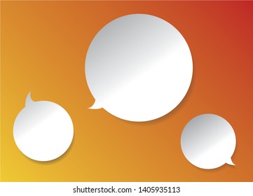 Modern white bubbles for speech on orange background space for text graphic design.Vector illustration