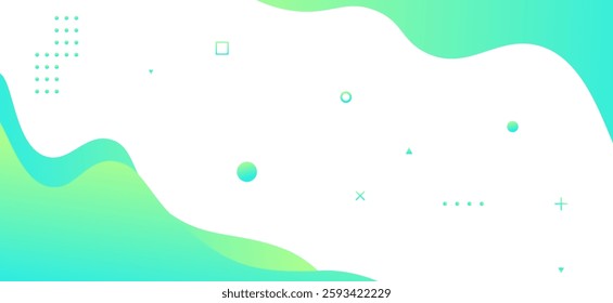 Modern white colour abstract background with gradient green colour wave pattern shape and rounded pattern design background vector illustration. Futuristic Luxury Dynamic shapes pattern. Graphic.