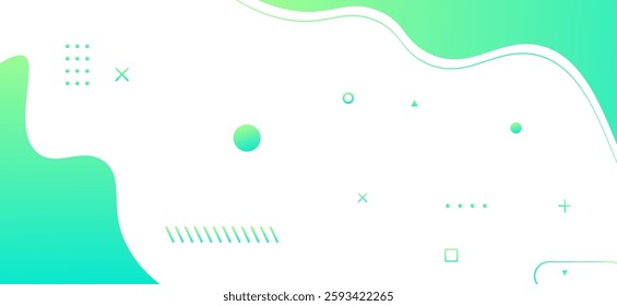 Modern white colour abstract background with gradient green colour wave pattern shape and rounded pattern design background vector illustration. Futuristic Luxury Dynamic shapes pattern. Graphic.