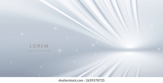Modern white curved rays on grey background and lighting effect sparkle. You can use for ad, poster, template, business presentation. Vector illustration