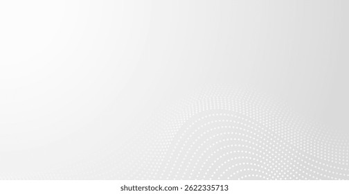 Fundo Moderno de Onda de Ponto Branco. Papel de parede de tecnologia. Ilustração de vetor. Banner comercial abstrato. Futurista
