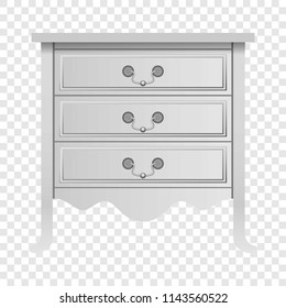 Modern white drawer mockup. Realistic illustration of modern white drawer vector mockup for on transparent background