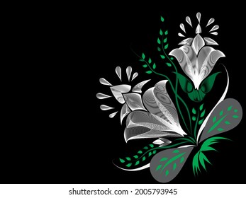 modern white floral design.flower illustration