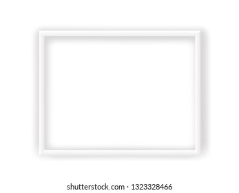 Modern white frame isolated on white background. Photo frame on a wall. Vector illustration 
