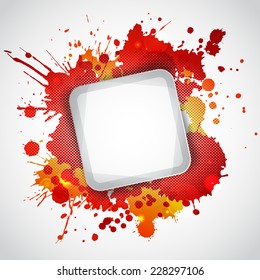 Modern white frame with red and orange blots