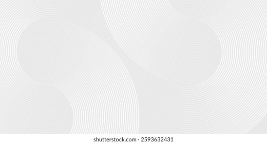 Modern white glowing geometric lines on gray background. Modern shiny blue circle lines pattern design modern