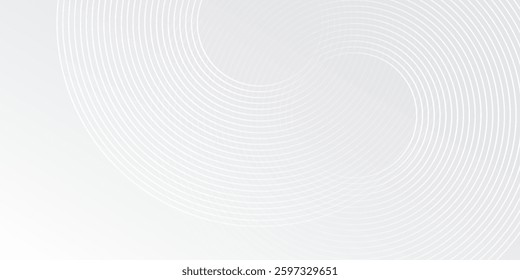 Modern white glowing geometric lines on gray background. Simple shiny blue circle design abstract simple modern
