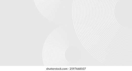 Modern white glowing geometric lines on gray background. Modern shiny blue circle lines pattern. Futuristic technology illustration simple