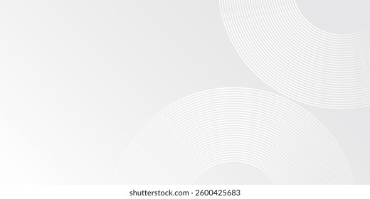 Modern white glowing geometric lines on gray background. Abstract shiny blue circle lines design abstract simple