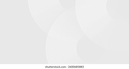 Modern white glowing geometric lines on gray background. Modern shiny blue circle lines pattern. Futuristic technology abstract