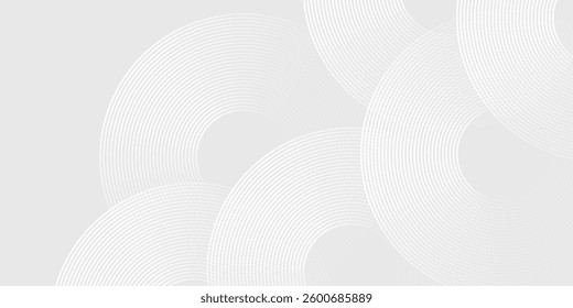 Modern white glowing geometric lines on gray background. Modern shiny blue circle lines pattern. Futuristic technology abstract modern