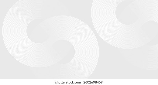 Modern white glowing geometric lines on gray background. Modern shiny blue circle lines pattern. Futuristic technology abstract