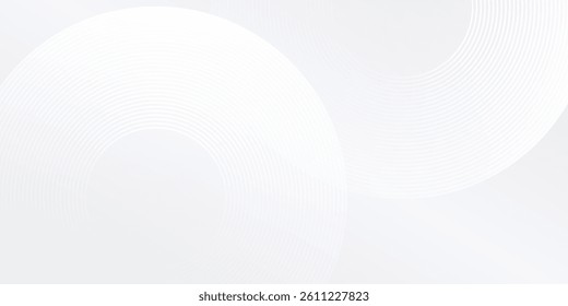 Modern white glowing geometric lines circle on gray background abstract