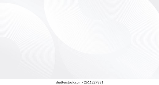 Modern white glowing geometric lines circle on gray background abstract simple design