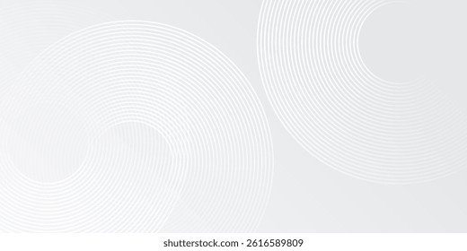 Modern white glowing geometric lines on gray background. Modern shiny blue circle abstract simple