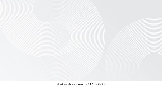 Modern white glowing geometric lines on gray background. Modern shiny blue circle abstract