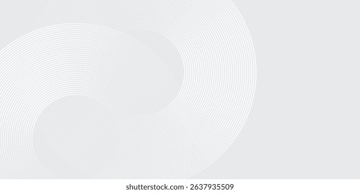 Modern white glowing geometric lines on gray background. Modern shiny blue circle lines pattern. Futuristic technology concept abstract