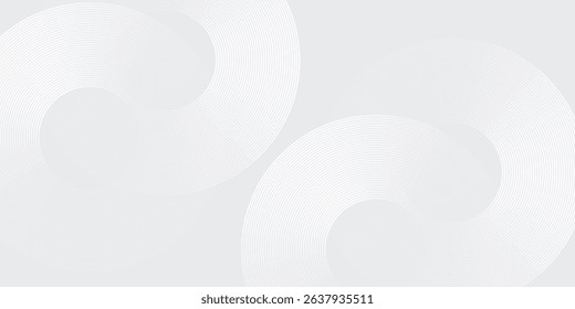 Modern white glowing geometric lines on gray background. Modern shiny blue circle lines pattern. Futuristic technology concept abstract modern
