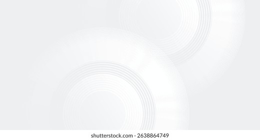 Modern white glowing geometric lines on gray background. Modern shiny blue circle lines pattern. Futuristic technology concept abstract modern simple design