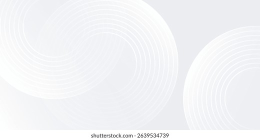 Modern white glowing geometric lines on gray background. Modern shiny blue circle abstract art