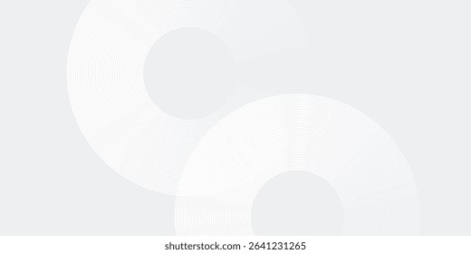 Modern white glowing geometric lines on gray background. Modern shiny blue circle lines pattern. Futuristic technology concept art