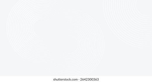 Modern white glowing geometric lines on gray background. Abstract shiny blue circle lines pattern. Futuristic technology concept. Suit for cover poster design