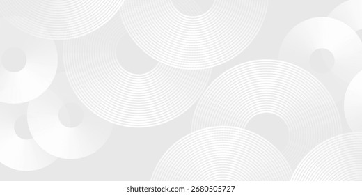 Modern white glowing geometric lines on gray background. Modern shiny blue circle lines pattern simple abstract modern art