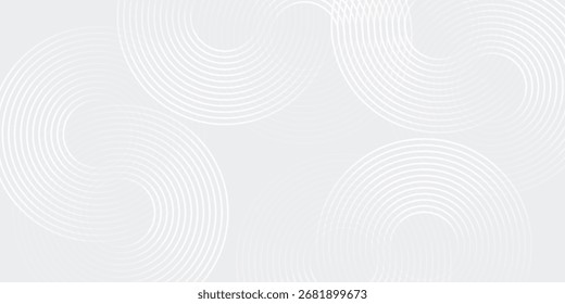 Modern white glowing geometric lines on gray background. Modern shiny blue circle lines pattern. Futuristic abstract simple modern design