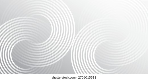 Líneas geométricas brillantes blancas modernas sobre fondo gris. Fondo de círculo azul brillante moderno abstracto simple